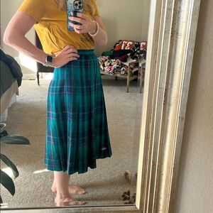 Pendleton Green and Blue Plaid A-Line Skirt